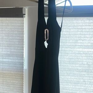 Betsy & Adam Black Halter Dress with Embellished Detail
